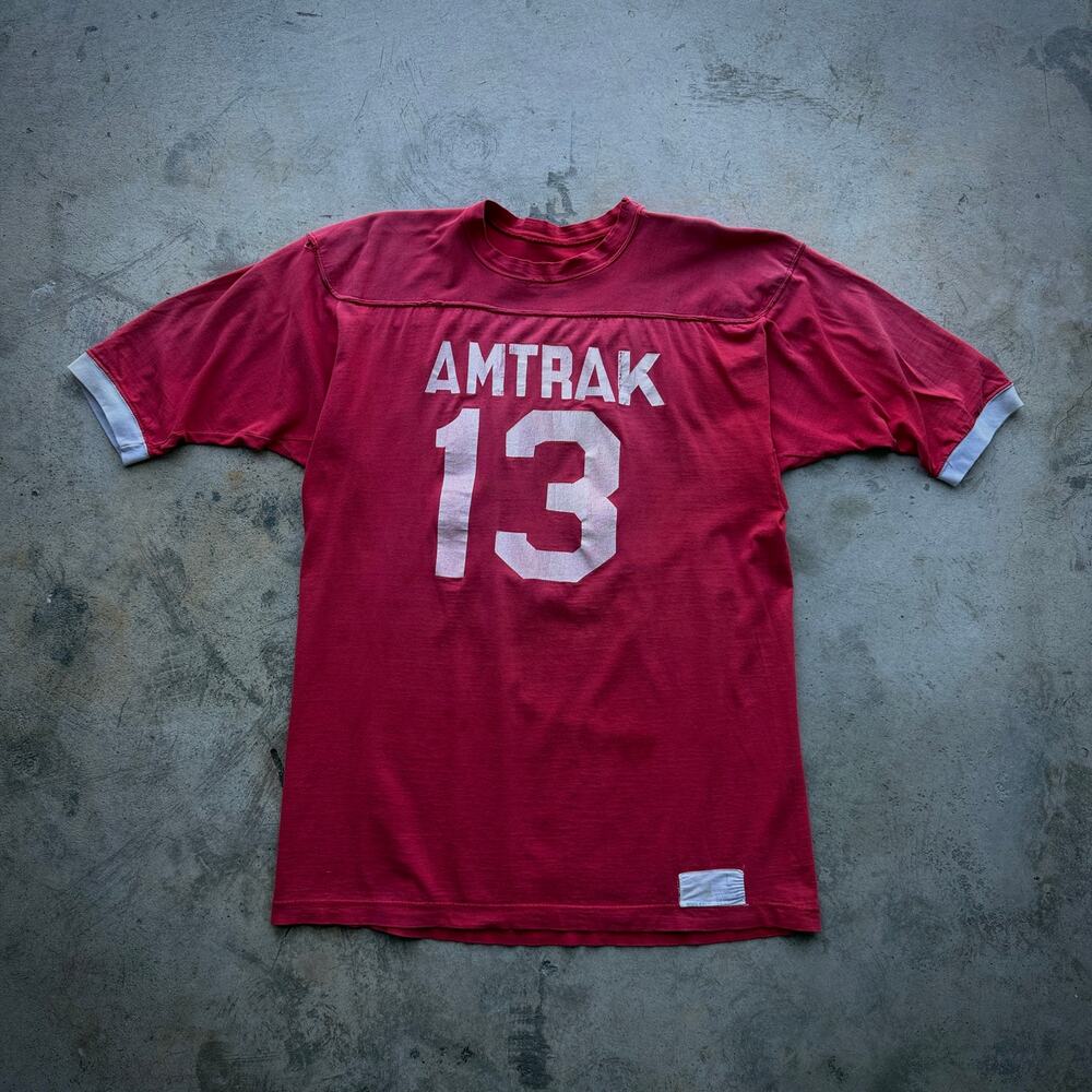 Vintage 70s Russell Athletic Amtrak 13 Jersey Tee Size L